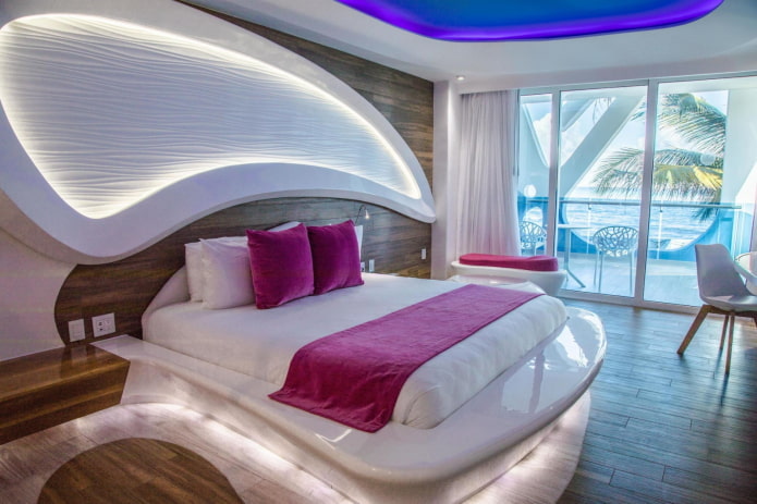 design degli interni della camera da letto in stile hi-tech