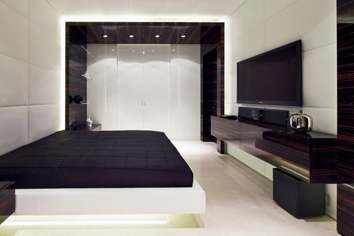 arredamento della camera da letto in stile high-tech