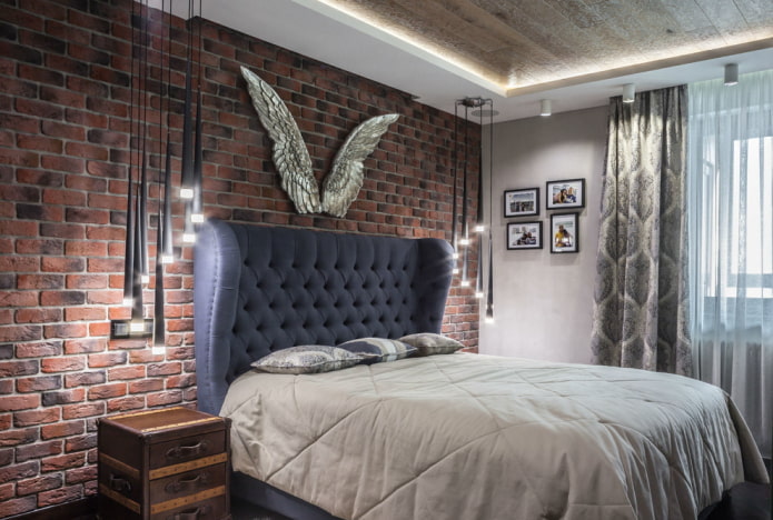 illuminazione per camera da letto in stile industriale