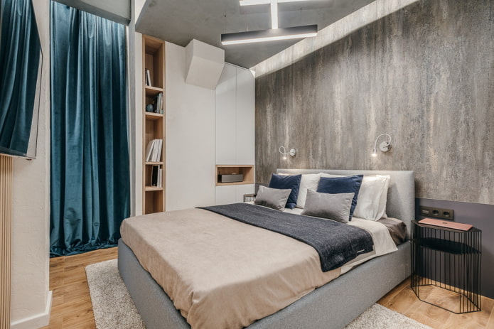 combinazione di colori di una camera da letto in stile industriale
