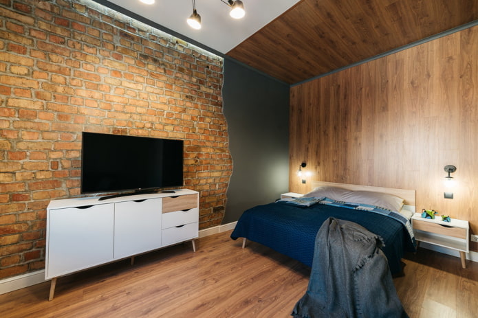 decorazione della parete della camera da letto in stile industriale