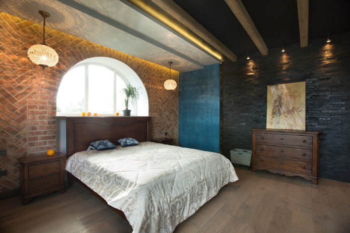 decorazione del soffitto nella camera da letto in stile industriale