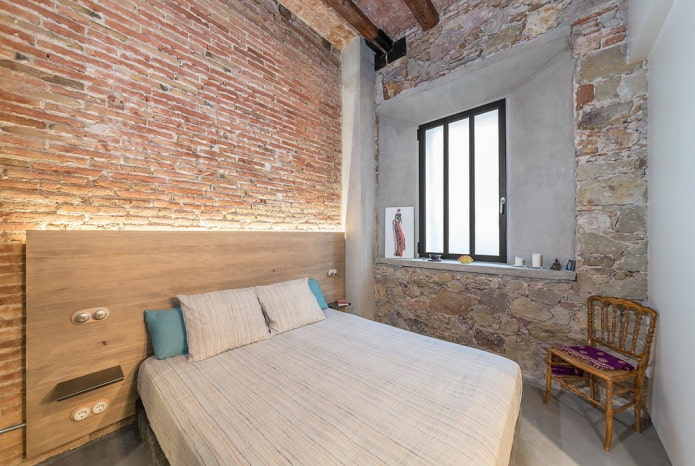 camera da letto femminile in stile industriale