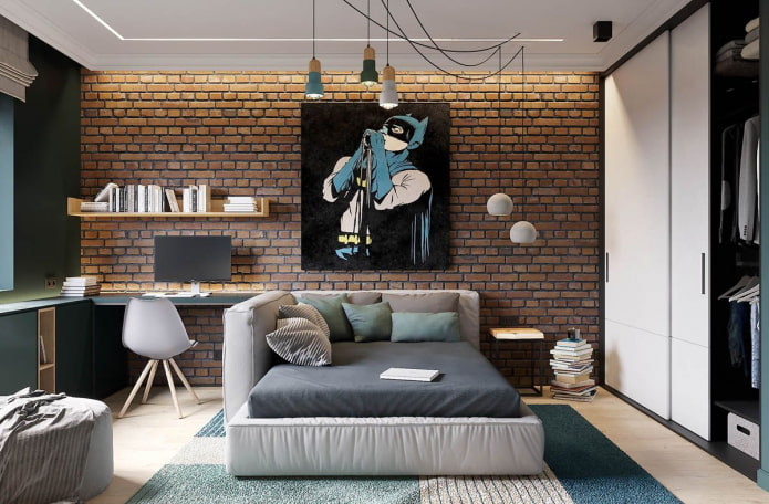 camera da letto per adolescenti in stile industriale