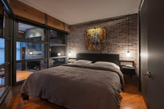 Camera da letto maschile in stile industriale