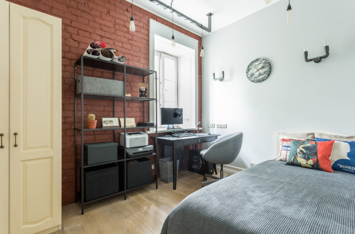 camera da letto per adolescenti in stile industriale