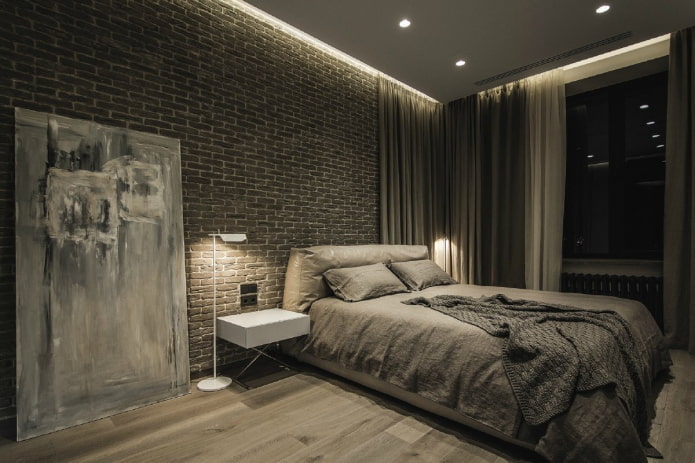 Camera da letto maschile in stile industriale