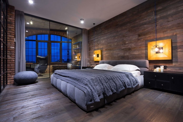 Camera da letto maschile in stile industriale