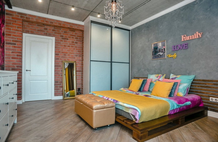 mobili per l'interno della camera da letto in stile industriale