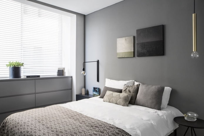 arredamento dell'interno della camera da letto in stile minimalista