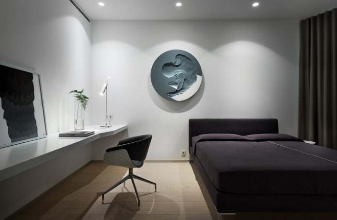 arredamento interno della camera da letto in stile minimalista