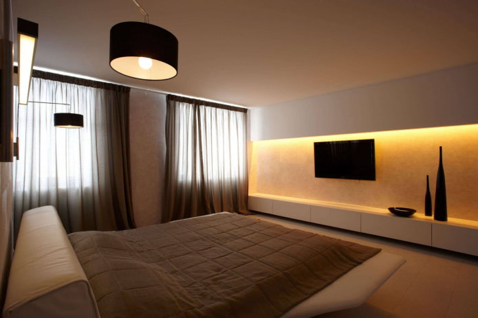 illuminazione dell'interno della camera da letto in stile minimalista