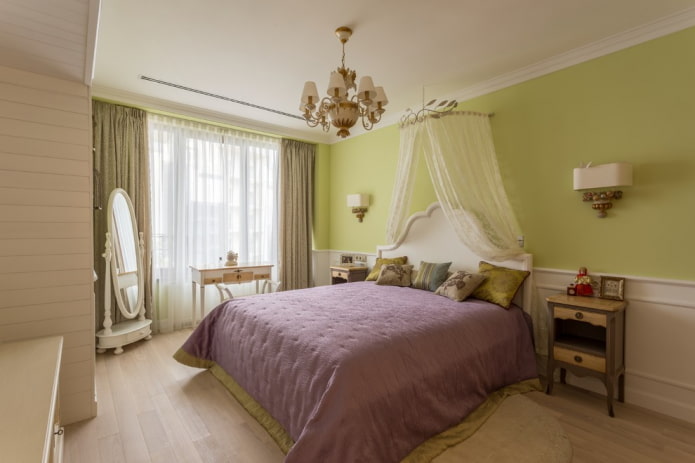 tessuti e decorazioni per l'interno della camera da letto in stile provenzale