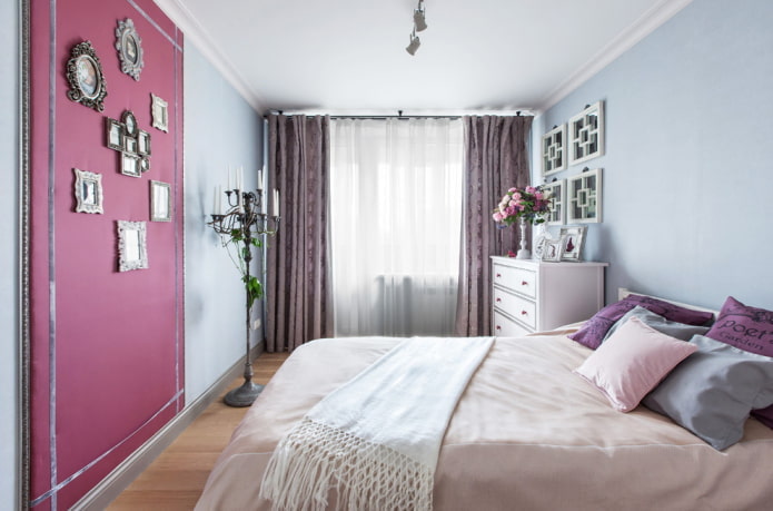 tessuti e decorazioni per l'interno di una camera da letto in stile provenzale