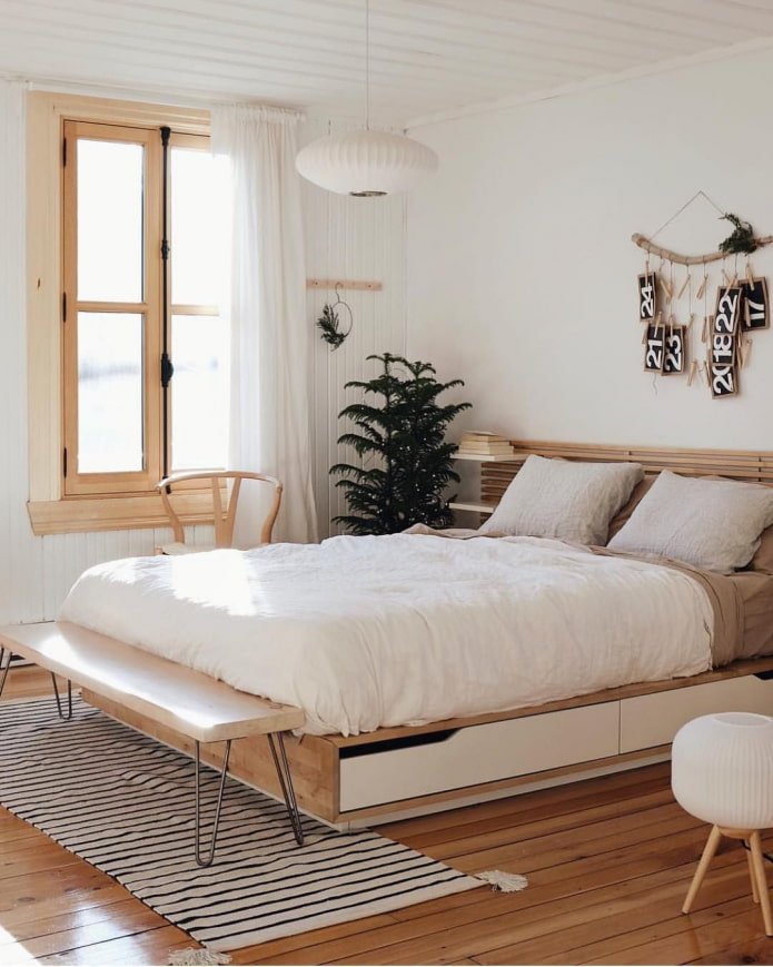 camera da letto in stile scandinavo