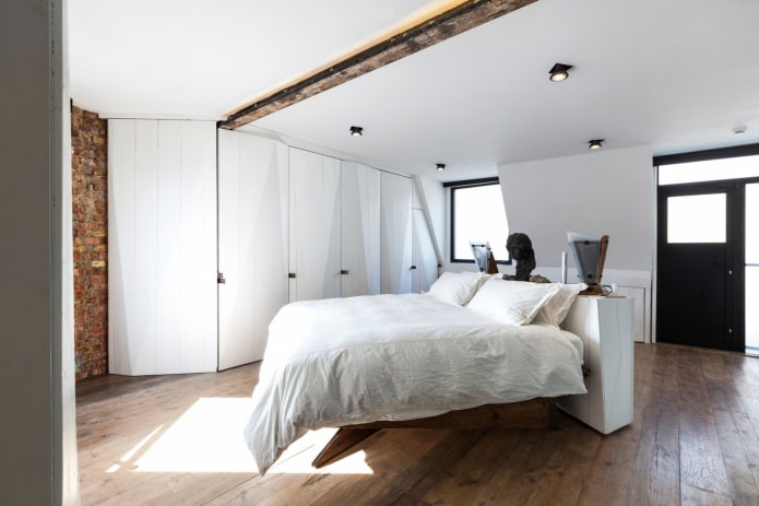 Faretti nel design della camera da letto