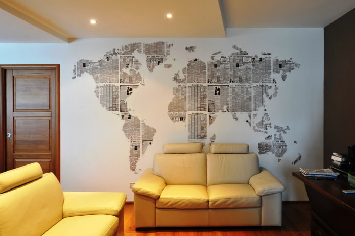 collage di giornale mappa del mondo