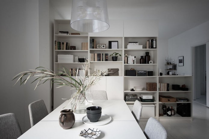 struttura a cremagliera in un interno in stile minimalista