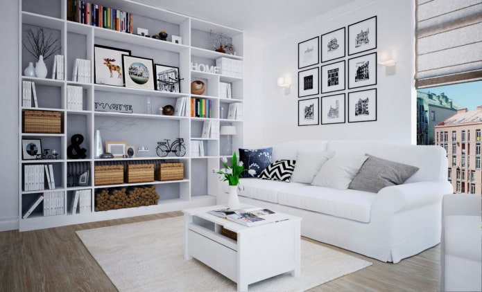 struttura a cremagliera in un interno in stile scandinavo