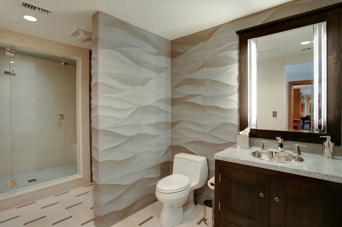 Parete 3D nell'interno del bagno