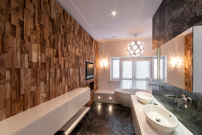 Parete 3D nell'interno del bagno