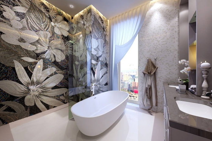 mosaico sulla parete nell'interno del bagno