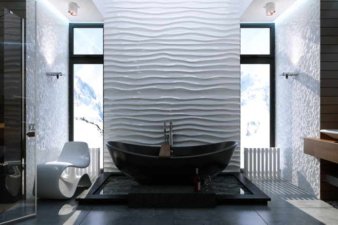 parete ondulata nell'interno del bagno