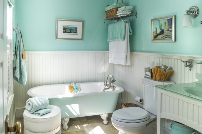 pareti dipinte nell'interno del bagno