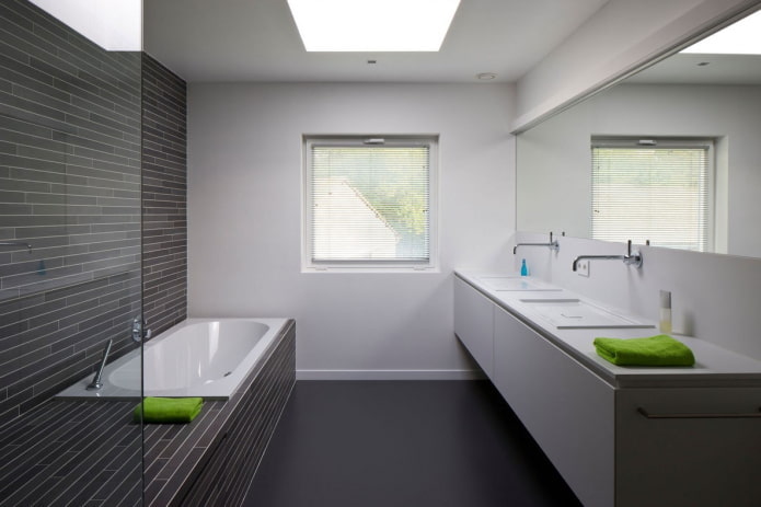 design delle pareti nell'interno del bagno in stile minimalista