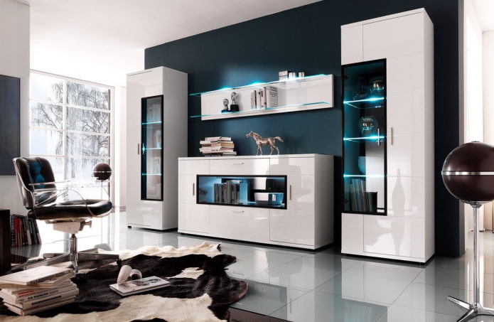 parete nell'interno del soggiorno in stile high-tech