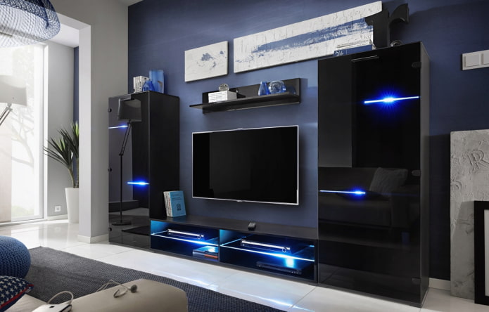parete nell'interno del soggiorno in stile high-tech