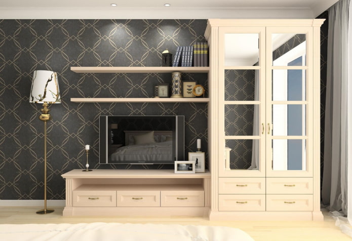 design della parete nell'interno del soggiorno