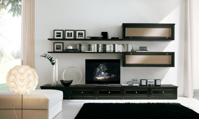 design della parete nell'interno del soggiorno
