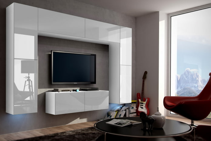 design della parete nell'interno del soggiorno