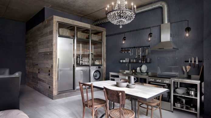 pareti in stile loft in cucina
