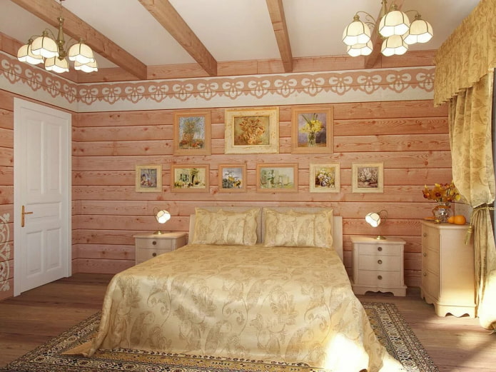 rifinitura di una camera da letto con rivestimento