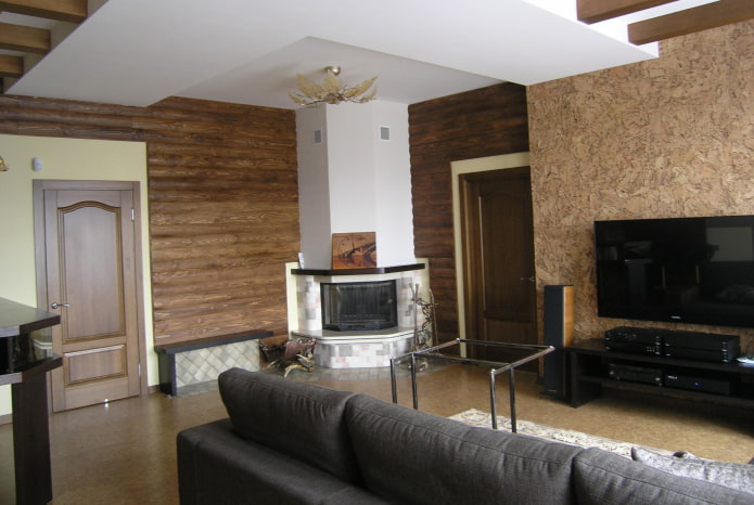 combinazione di sughero e block house in un interno