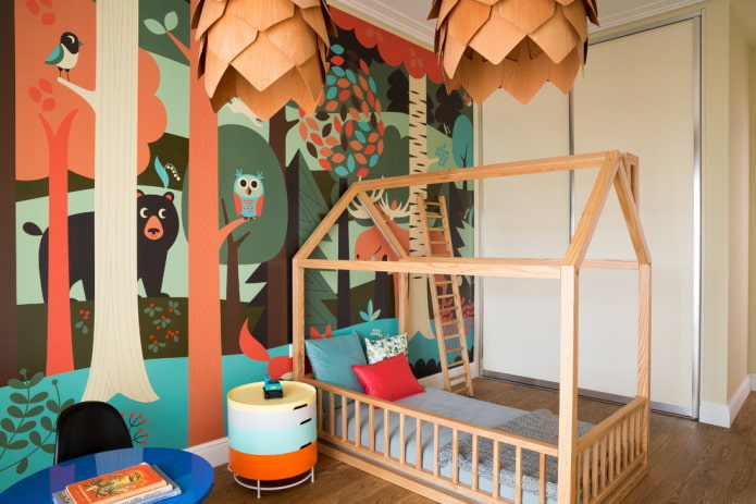 quadri sulla parete all'interno della cameretta dei bambini