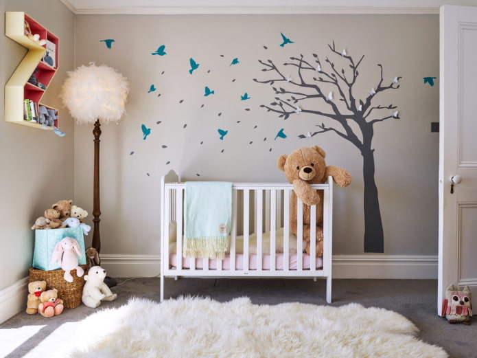 adesivo murale albero nella cameretta dei bambini