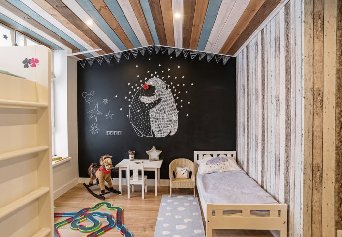 rivestimento murale in una cameretta per bambini in stile scandinavo