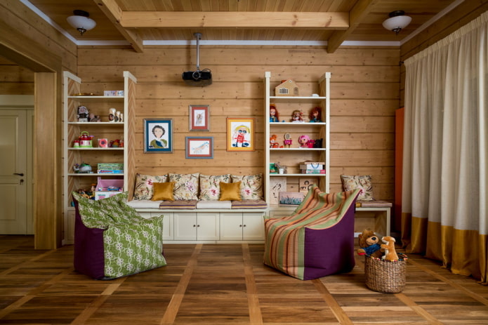 rivestimento murale in legno nella cameretta dei bambini