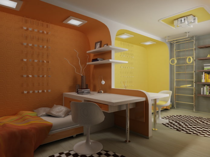 design delle pareti in una stanza per bambini di sesso diverso