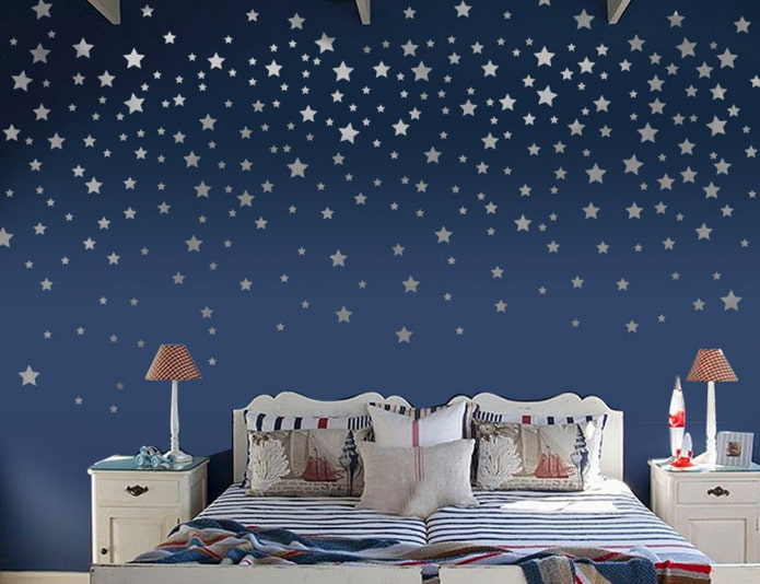 adesivi murali a forma di stelle nella cameretta dei bambini