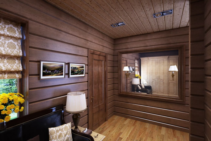 pareti in legno all'interno del corridoio