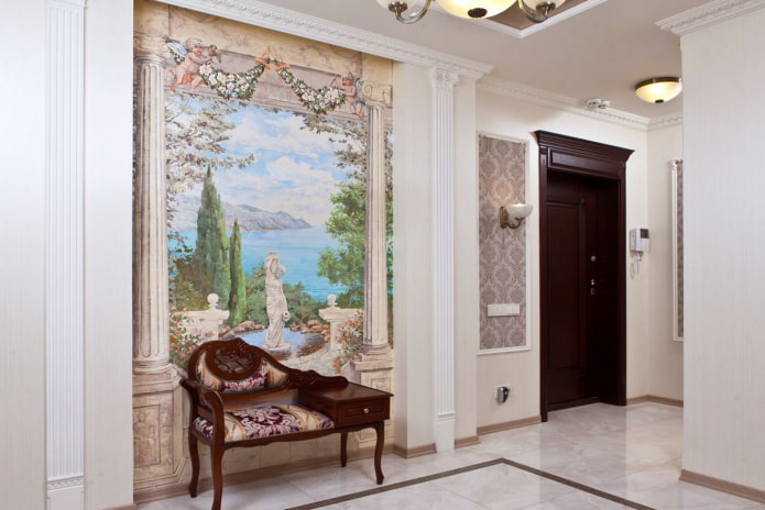 affresco sul muro all'interno del corridoio