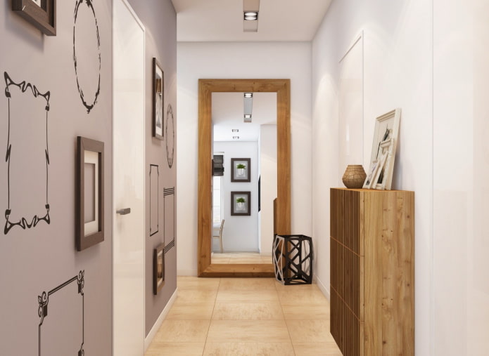 design della parete in un piccolo corridoio