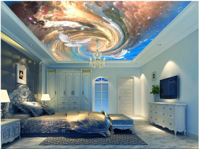 Carta da parati 3d sul soffitto