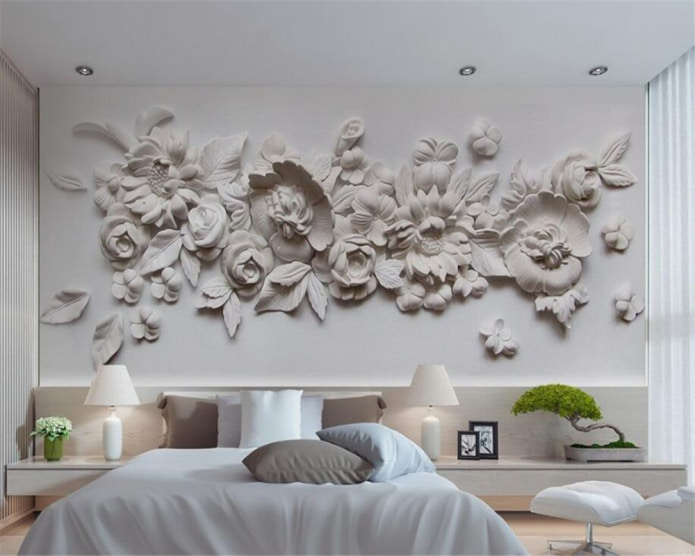 carta da parati con un'immagine tridimensionale di fiori