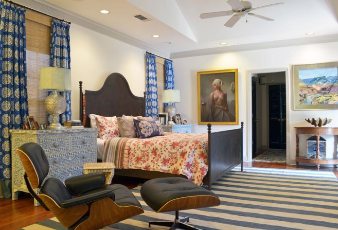 design della camera da letto in stile eclettico