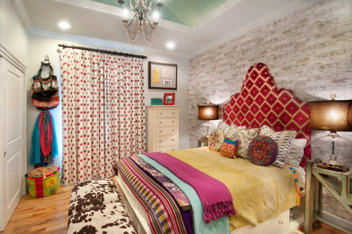 design della camera da letto in stile eclettico